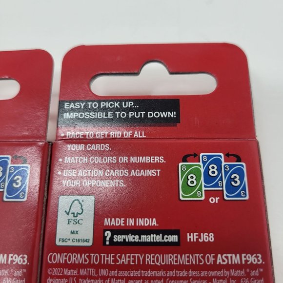 UNO Go Mini Card Game! Mini Travel Version. Pocket Sized. By Mattel Bundle‎ of 2 - Picture 8 of 9